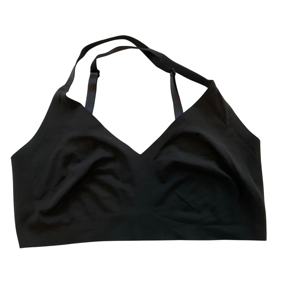 True & Co Size‎ M Black V Neck Comfort Seamless Wireless Bra Bralette